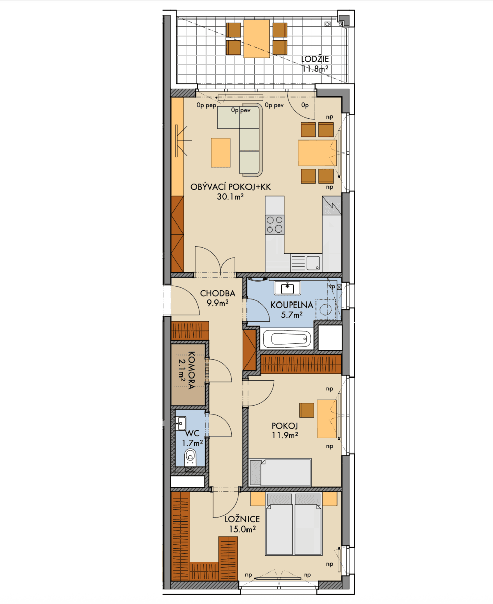 2 bedroom with open-plan kitchen flat to rent, 90 m², Pod Harfou, Prague, Prague 2 bedroom with open-plan kitchen flat to rent, 90 m², Pod Harfou, Prague, Prague