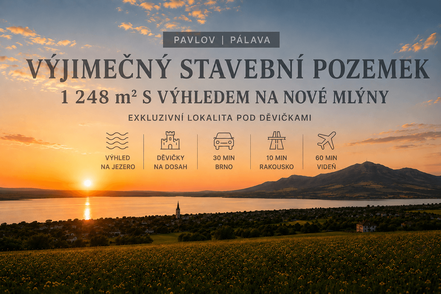 plot for sale, 1,248 m², Pavlov, Jihomoravský Region plot for sale, 1,248 m², Pavlov, Jihomoravský Region