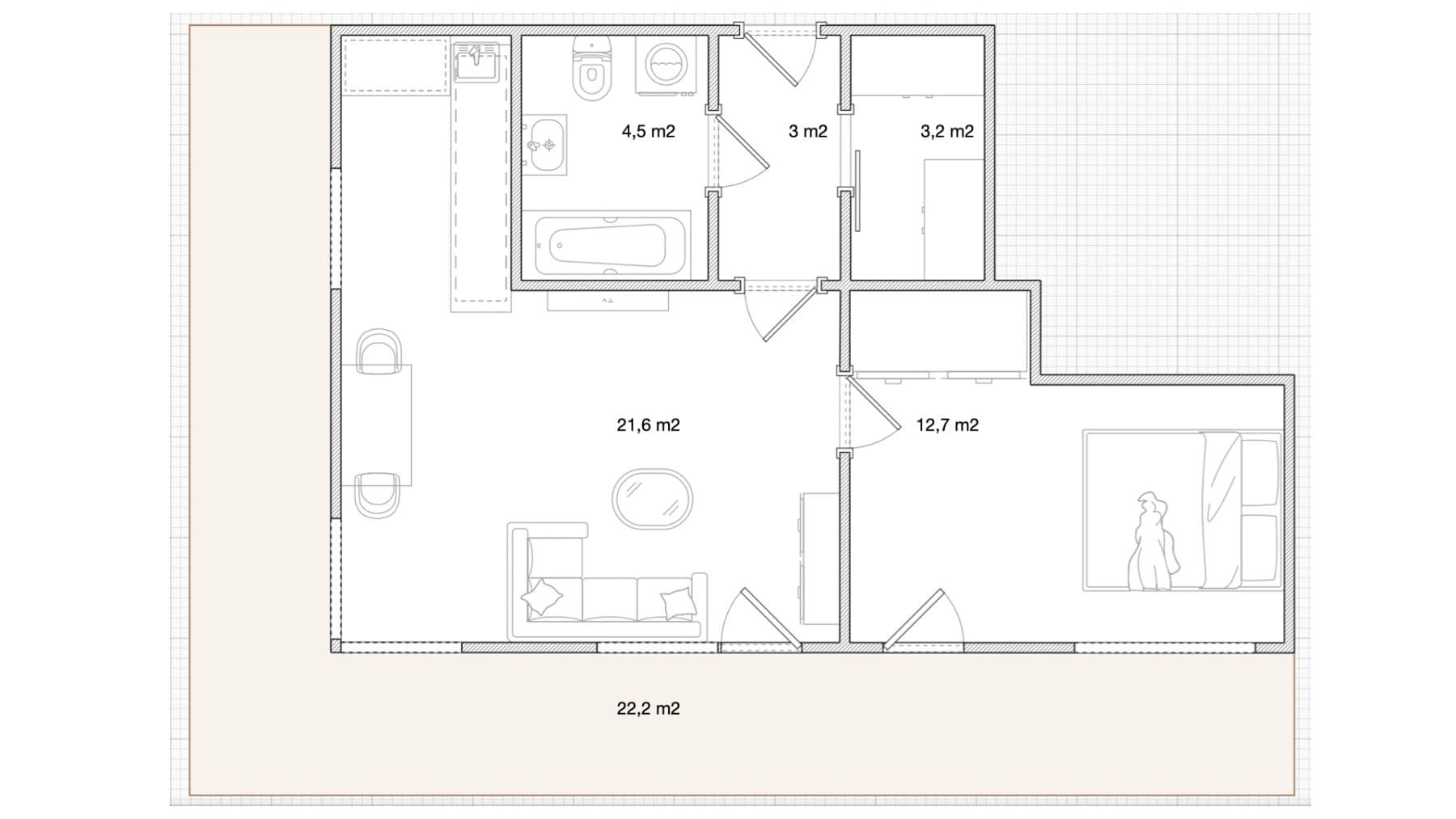 1 bedroom with open-plan kitchen flat to rent, 45 m², Pod Harfou, Prague, Prague 1 bedroom with open-plan kitchen flat to rent, 45 m², Pod Harfou, Prague, Prague