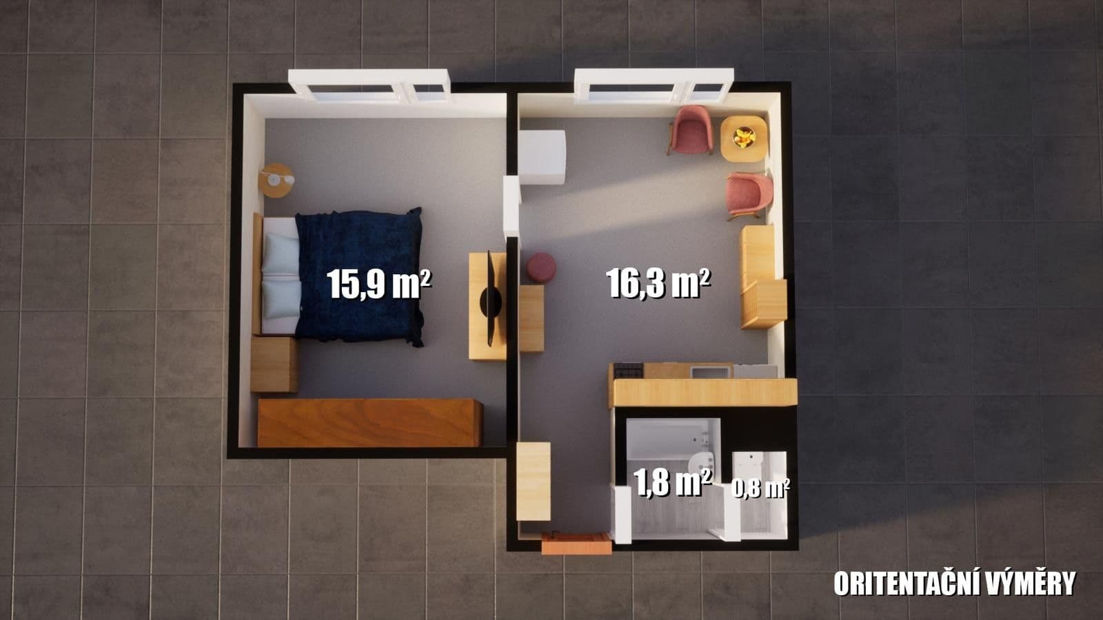 1 bedroom with open-plan kitchen flat to rent, 36 m², Písečná, Chomutov, Ústecký Region 1 bedroom with open-plan kitchen flat to rent, 36 m², Písečná, Chomutov, Ústecký Region