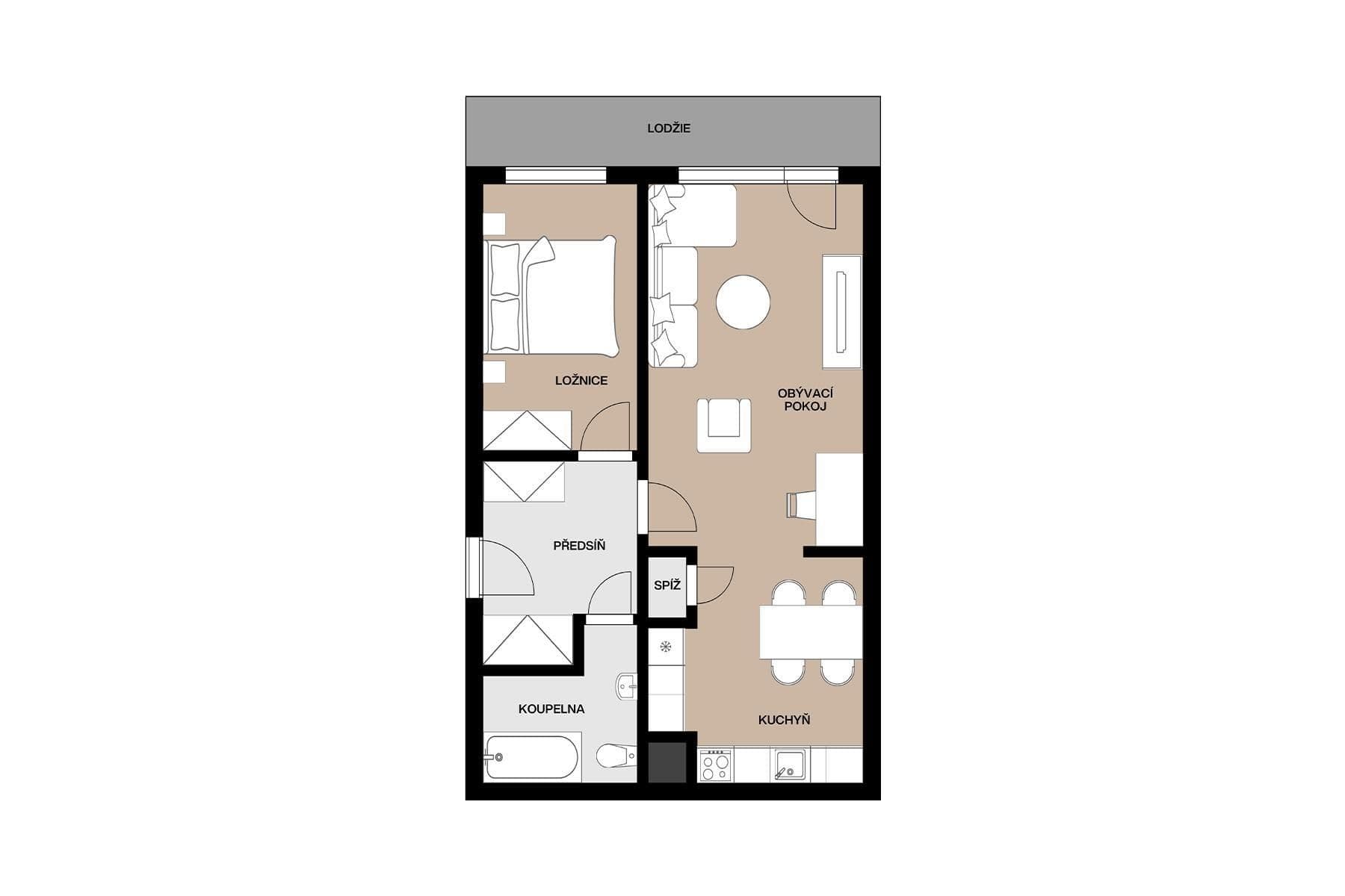 1 bedroom with open-plan kitchen flat for sale, 58 m², Proutěná, Prague, Prague 1 bedroom with open-plan kitchen flat for sale, 58 m², Proutěná, Prague, Prague
