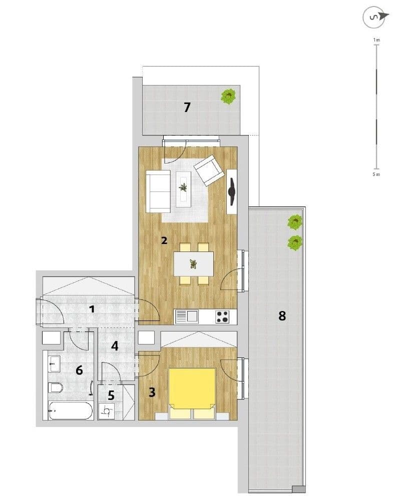 1 bedroom with open-plan kitchen flat to rent, 60 m², Zlochova, Prague, Prague 1 bedroom with open-plan kitchen flat to rent, 60 m², Zlochova, Prague, Prague