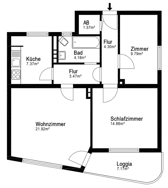 3 bedroom flat to rent, 72 m², Emmastraße 80, Bremen, Bremen 3 bedroom flat to rent, 72 m², Emmastraße 80, Bremen, Bremen