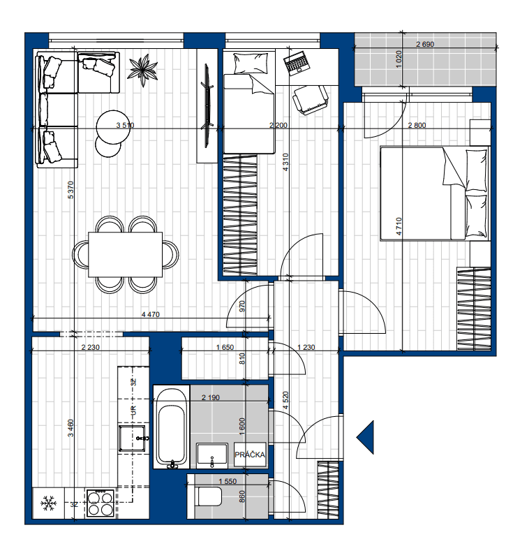 2 bedroom with open-plan kitchen flat for sale, 67 m², Machuldova, Prague, Prague 2 bedroom with open-plan kitchen flat for sale, 67 m², Machuldova, Prague, Prague