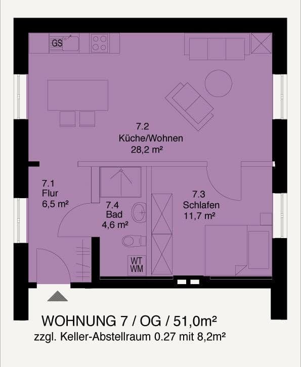 2 bedroom flat to rent, 51 m², Paulihof 2, Schleswig, Schleswig-Holstein 2 bedroom flat to rent, 51 m², Paulihof 2, Schleswig, Schleswig-Holstein