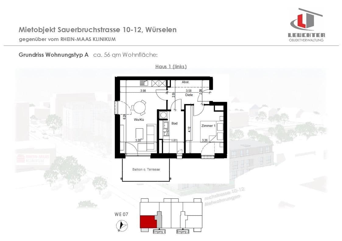 2 bedroom flat to rent, 56 m², Sauerbruchstraße 10-12, Würselen, North Rhine-Westphalia 2 bedroom flat to rent, 56 m², Sauerbruchstraße 10-12, Würselen, North Rhine-Westphalia