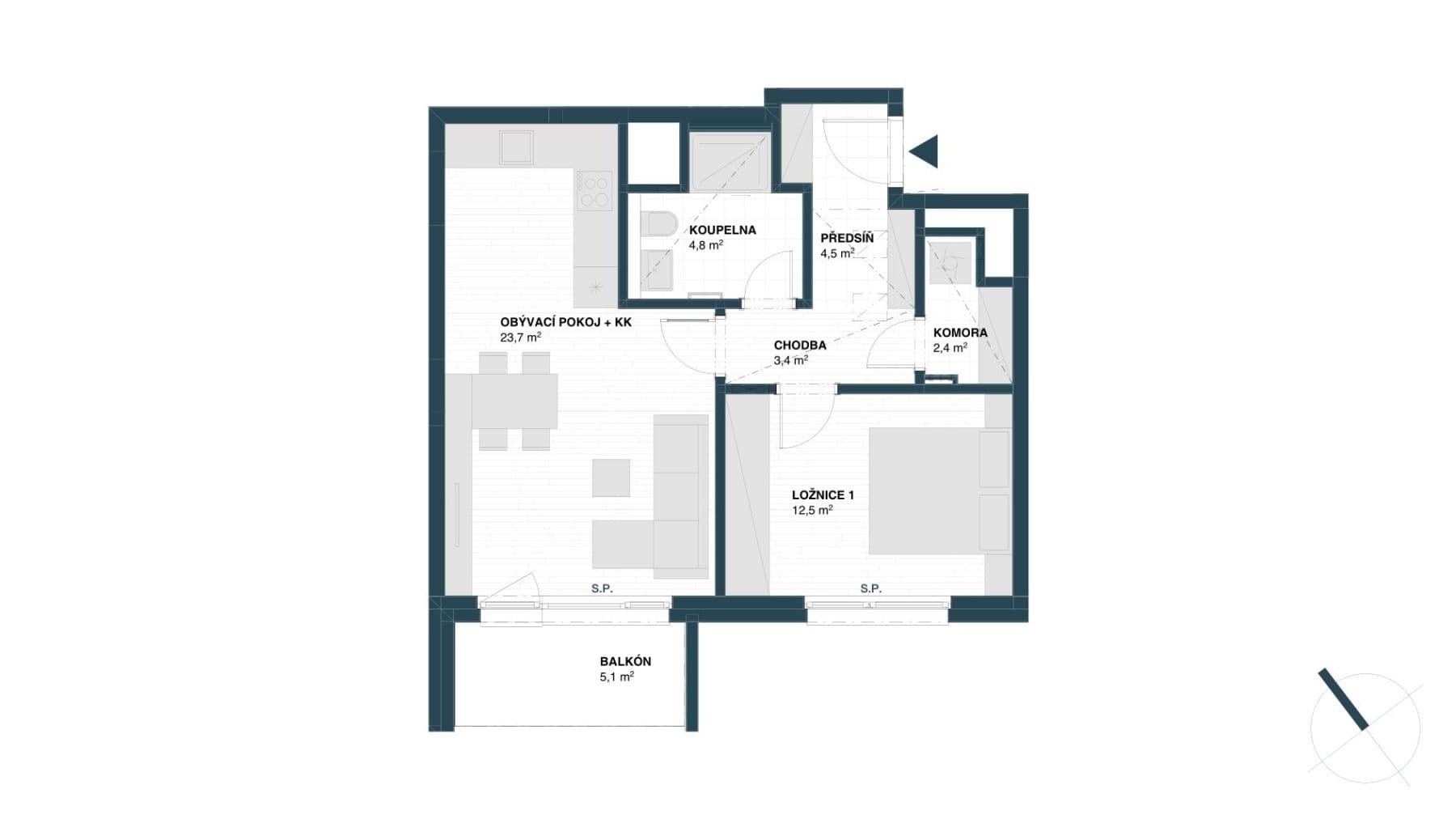 1 bedroom with open-plan kitchen flat to rent, 56 m², Hodkovická, Prague, Prague 1 bedroom with open-plan kitchen flat to rent, 56 m², Hodkovická, Prague, Prague