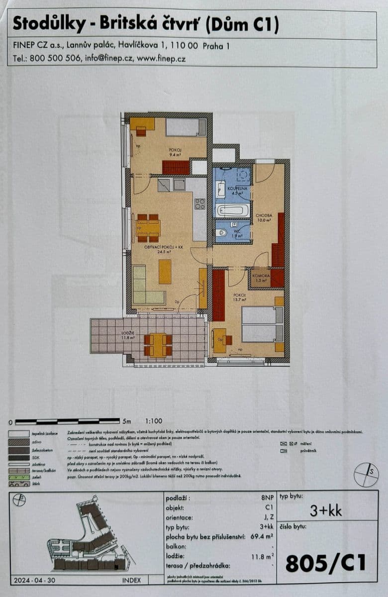 2 bedroom with open-plan kitchen flat for sale, 82 m², Bessemerova, Prague, Prague 2 bedroom with open-plan kitchen flat for sale, 82 m², Bessemerova, Prague, Prague