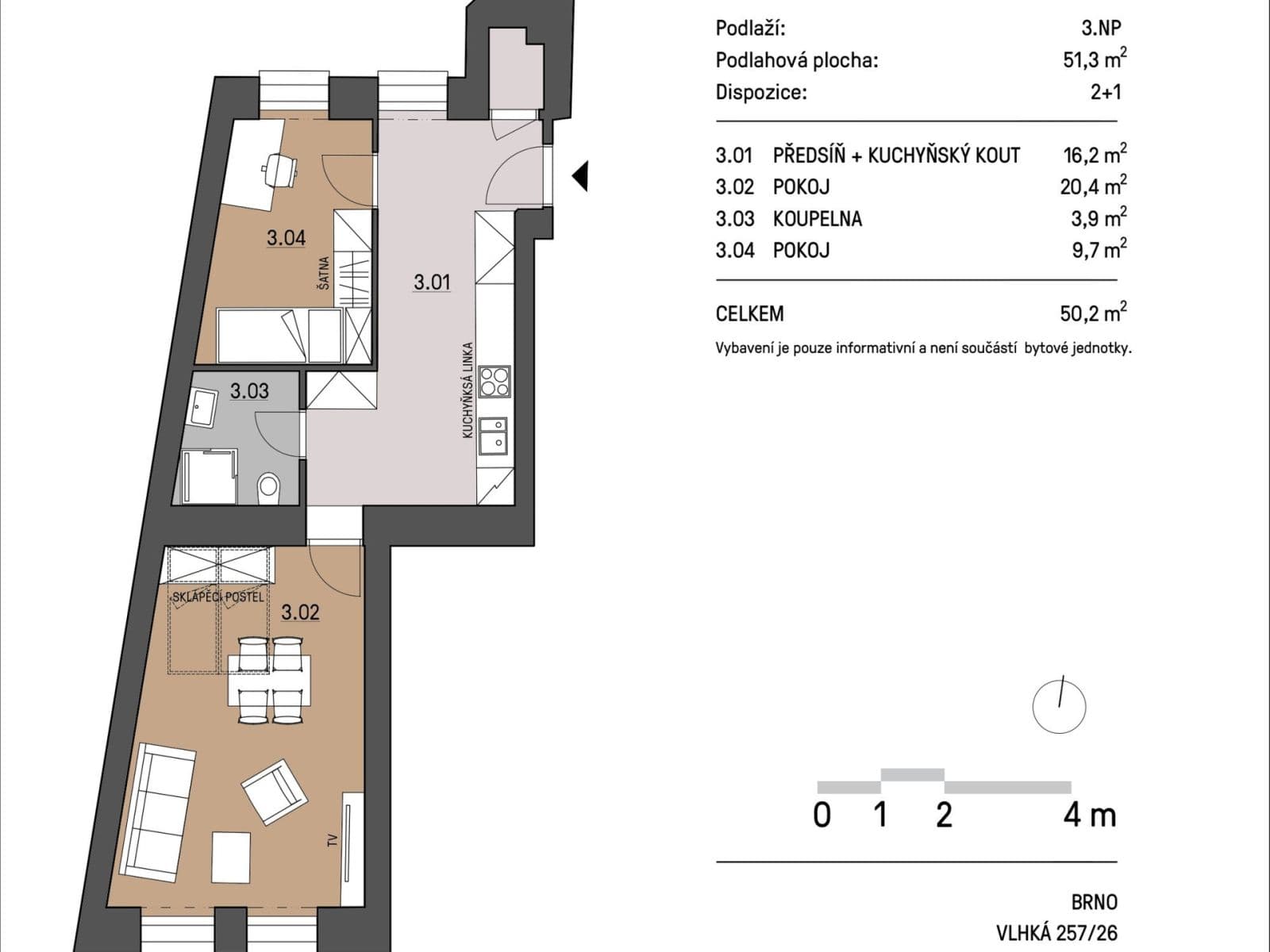 2 bedroom flat to rent, 55 m², Vlhká, Brno, Jihomoravský Region 2 bedroom flat to rent, 55 m², Vlhká, Brno, Jihomoravský Region