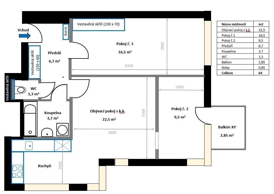 2 bedroom with open-plan kitchen flat to rent, 60 m², Herlíkovická, Prague, Prague 2 bedroom with open-plan kitchen flat to rent, 60 m², Herlíkovická, Prague, Prague
