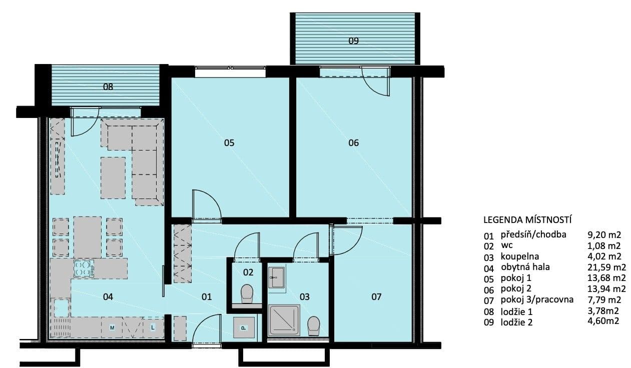3 bedroom with open-plan kitchen flat to rent, 71 m², Na Vyhlídce, Rosice, Jihomoravský Region 3 bedroom with open-plan kitchen flat to rent, 71 m², Na Vyhlídce, Rosice, Jihomoravský Region