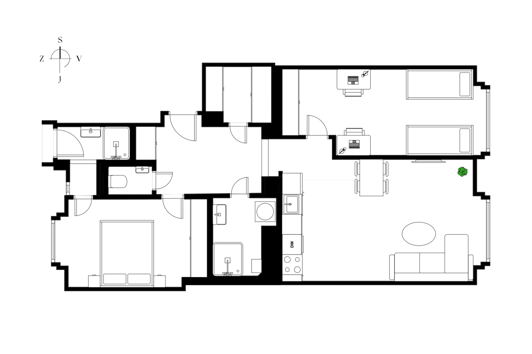 2 bedroom with open-plan kitchen flat for sale, 72 m², Jičínská, Prague, Prague 2 bedroom with open-plan kitchen flat for sale, 72 m², Jičínská, Prague, Prague
