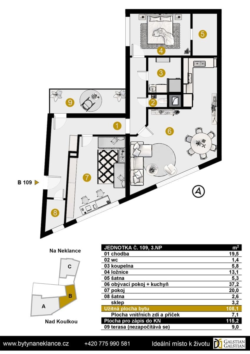 2 bedroom with open-plan kitchen flat for sale, 110 m², Nad Koulkou, Prague, Prague 2 bedroom with open-plan kitchen flat for sale, 110 m², Nad Koulkou, Prague, Prague