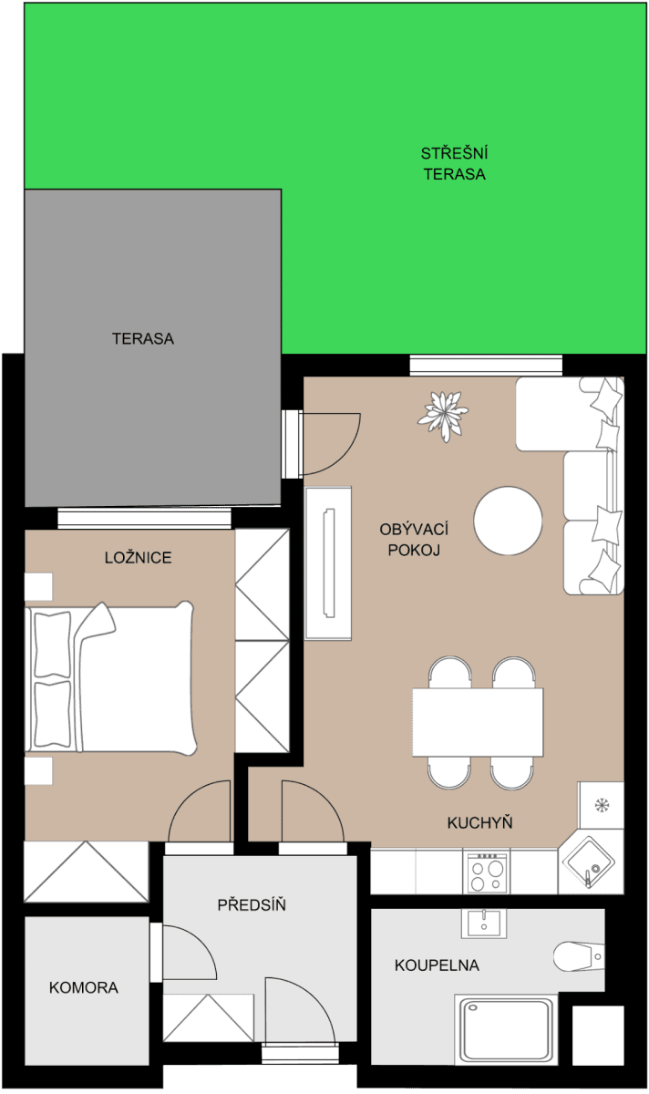 1 bedroom with open-plan kitchen flat for sale, 54 m², Stočesova, Prague, Prague 1 bedroom with open-plan kitchen flat for sale, 54 m², Stočesova, Prague, Prague