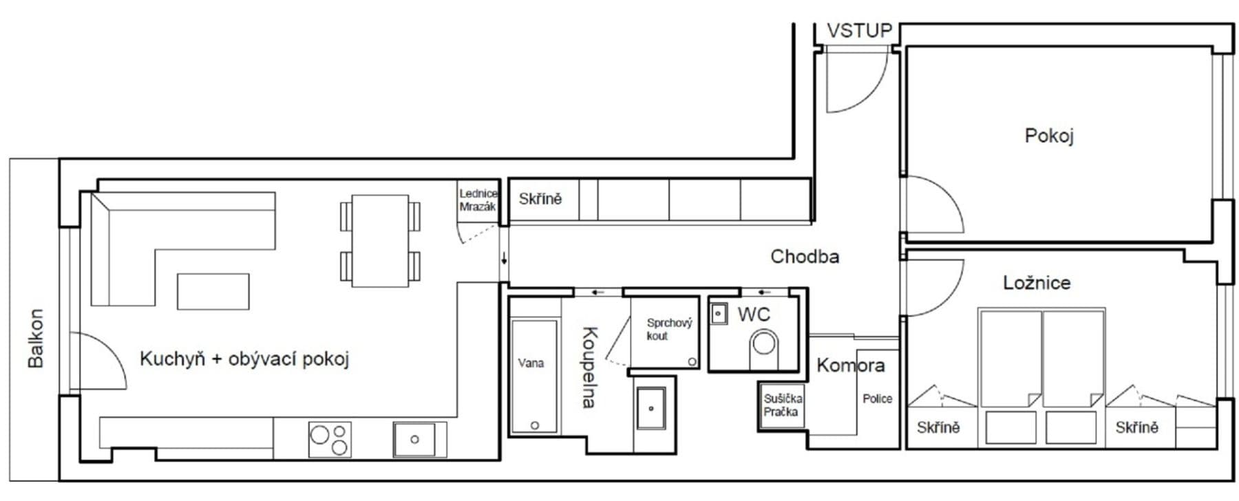 2 bedroom with open-plan kitchen flat to rent, 67 m², Dačického, Prague, Prague 2 bedroom with open-plan kitchen flat to rent, 67 m², Dačického, Prague, Prague