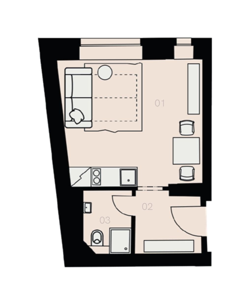 Studio flat to rent, 24 m², Mlynářská, Prague, Prague Studio flat to rent, 24 m², Mlynářská, Prague, Prague