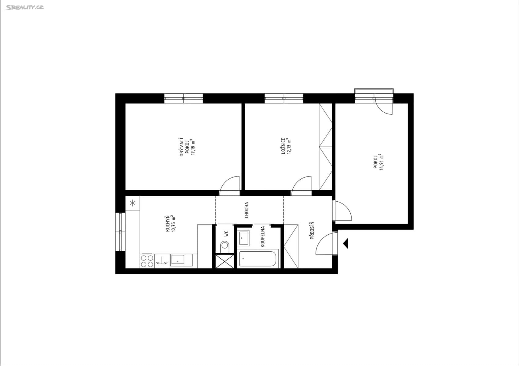 3 bedroom flat to rent, 75 m², Padělky VIII, Zlín, Zlínský Region 3 bedroom flat to rent, 75 m², Padělky VIII, Zlín, Zlínský Region