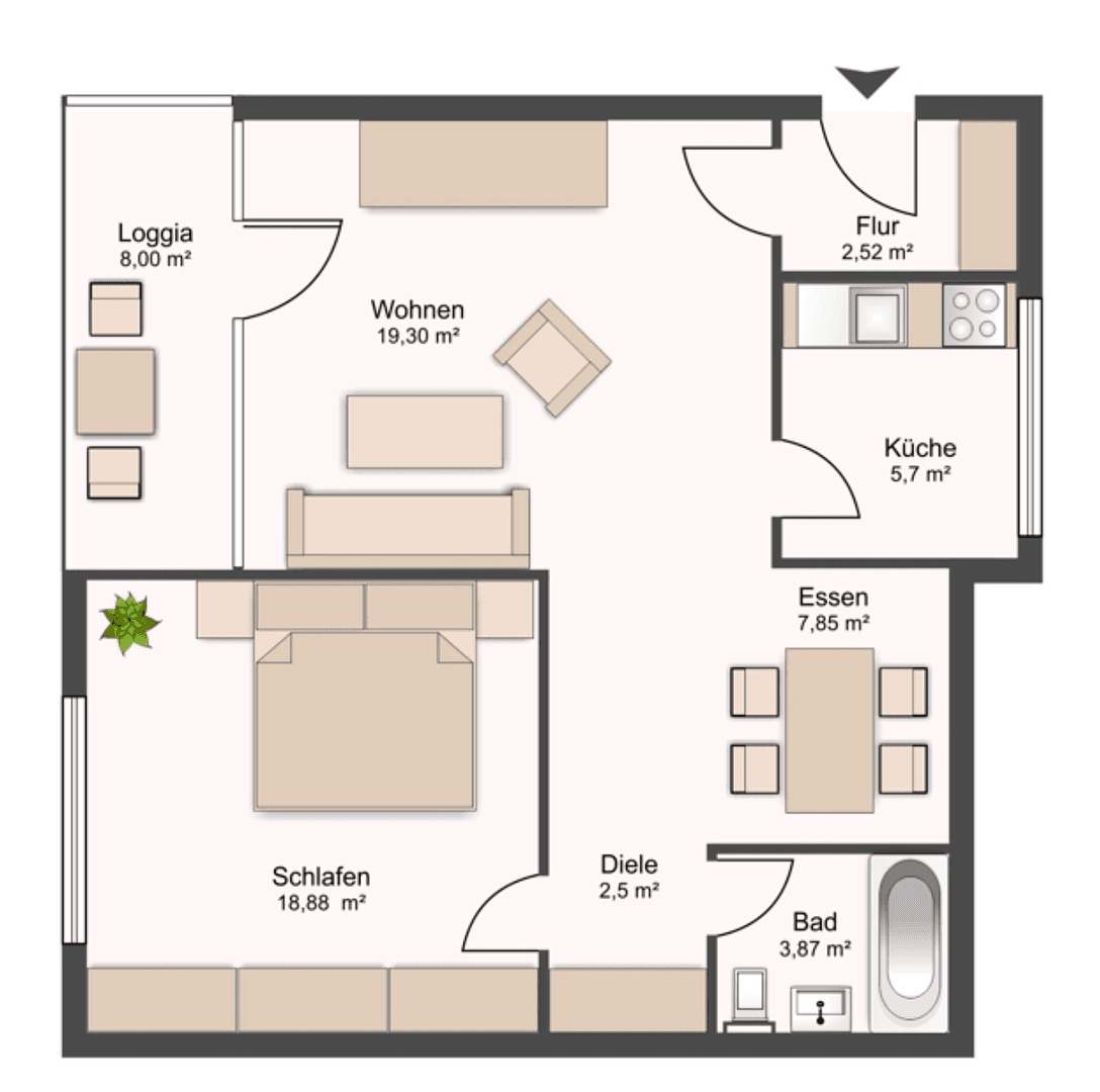 1 bedroom with open-plan kitchen flat to rent, 65 m², Konrad-Adenauer-Straße 32, Offenbach, Hesse 1 bedroom with open-plan kitchen flat to rent, 65 m², Konrad-Adenauer-Straße 32, Offenbach, Hesse