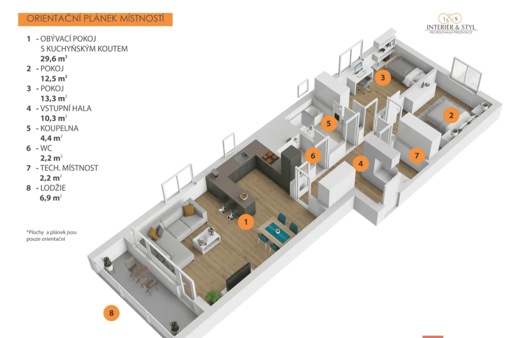 2 bedroom with open-plan kitchen flat to rent, 79 m², Waltariho, Prague, Prague 2 bedroom with open-plan kitchen flat to rent, 79 m², Waltariho, Prague, Prague