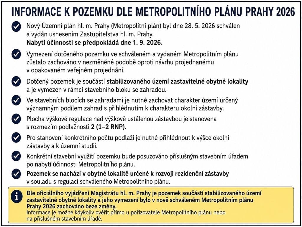 plot for sale, 426 m², Pod Hradem, Prague, Prague plot for sale, 426 m², Pod Hradem, Prague, Prague