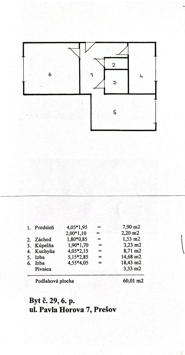 2 bedroom flat for sale, 60 m², Pavla Horova, Prešov, Prešovský Region 2 bedroom flat for sale, 60 m², Pavla Horova, Prešov, Prešovský Region