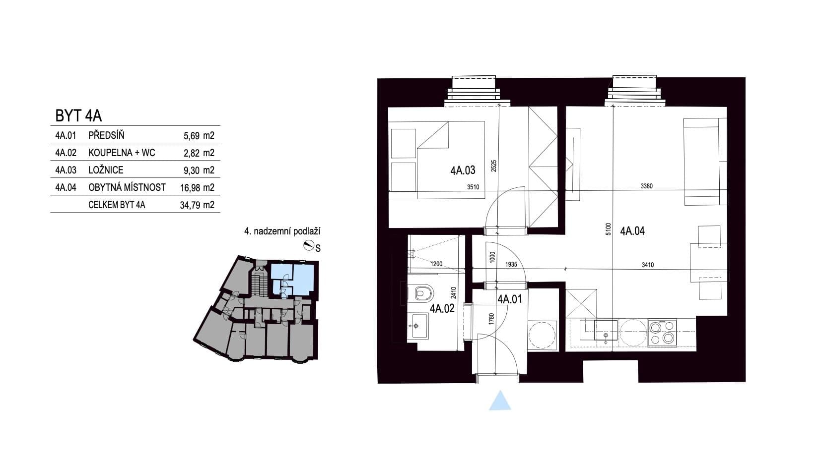 1 bedroom with open-plan kitchen flat to rent, 35 m², Na Zámecké, Prague, Prague 1 bedroom with open-plan kitchen flat to rent, 35 m², Na Zámecké, Prague, Prague
