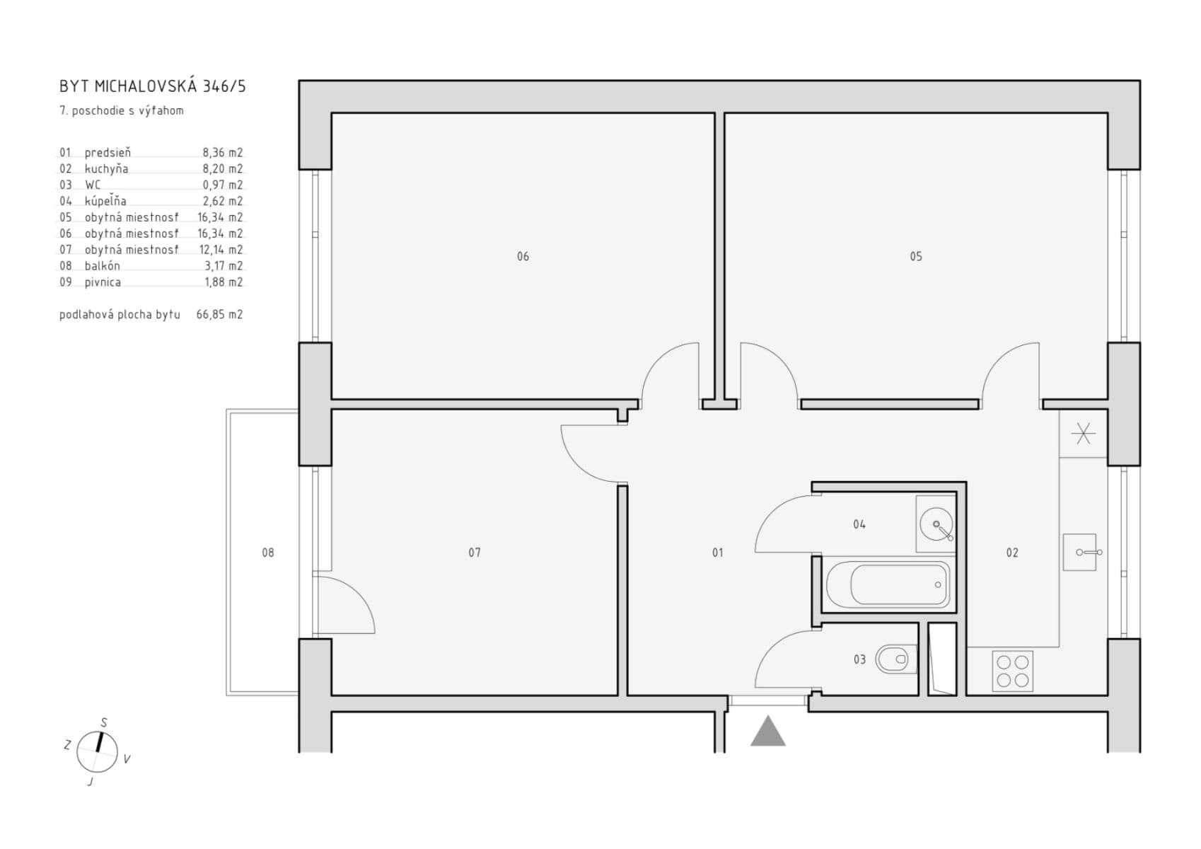 3 bedroom flat for sale, 66 m², Michalovská, Košice - mestská časť Západ, Košický Region 3 bedroom flat for sale, 66 m², Michalovská, Košice - mestská časť Západ, Košický Region