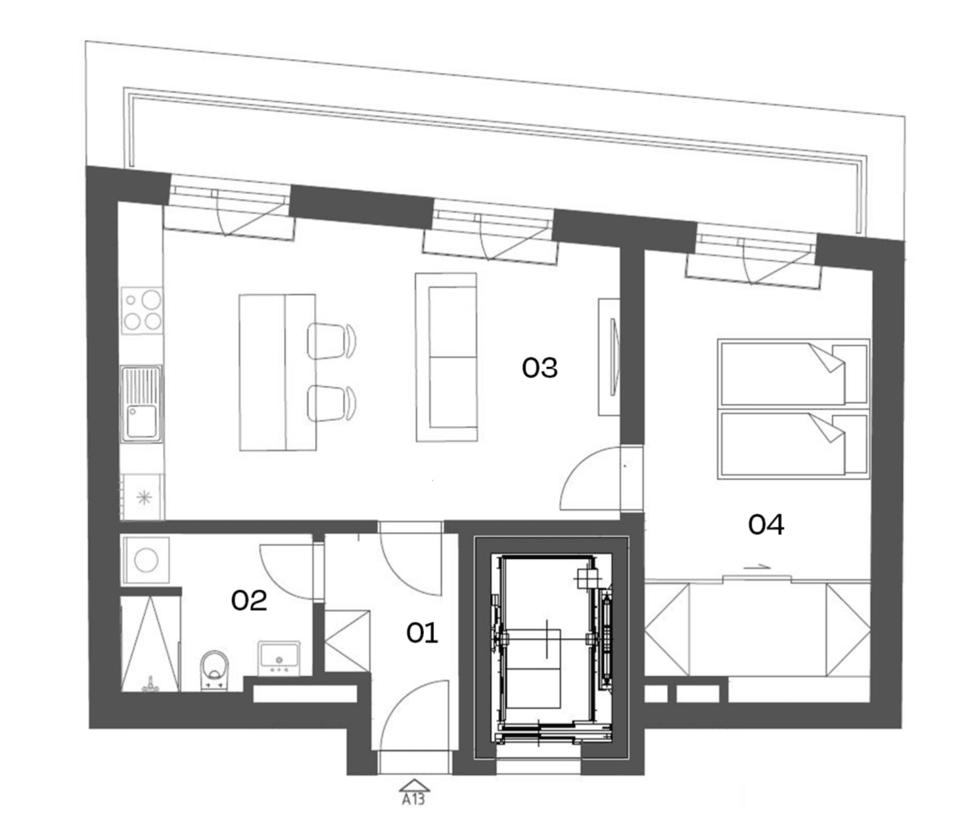 1 bedroom with open-plan kitchen flat to rent, 64 m², Křižíkova, Brno, Jihomoravský Region 1 bedroom with open-plan kitchen flat to rent, 64 m², Křižíkova, Brno, Jihomoravský Region