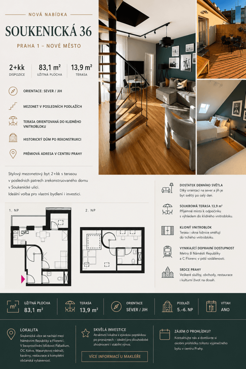 1 bedroom with open-plan kitchen flat for sale, 83 m², Soukenická, Prague, Prague 1 bedroom with open-plan kitchen flat for sale, 83 m², Soukenická, Prague, Prague
