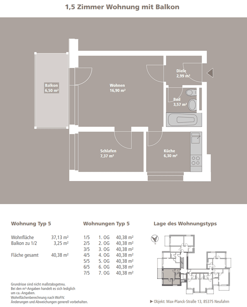 Studio flat to rent, 41 m², Max Planck Str. 13, Neufahr bei Freising, Bavaria Studio flat to rent, 41 m², Max Planck Str. 13, Neufahr bei Freising, Bavaria
