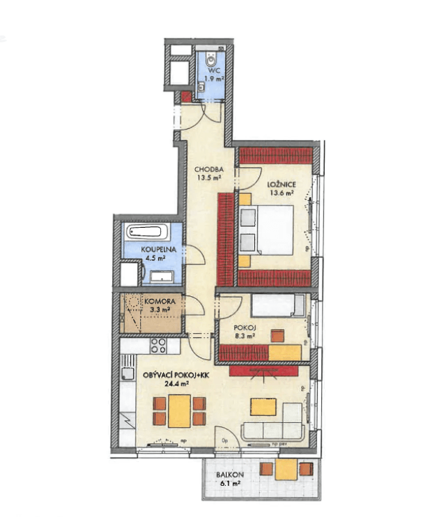 2 bedroom with open-plan kitchen flat for sale, 73 m², Honzíkova, Prague, Prague 2 bedroom with open-plan kitchen flat for sale, 73 m², Honzíkova, Prague, Prague