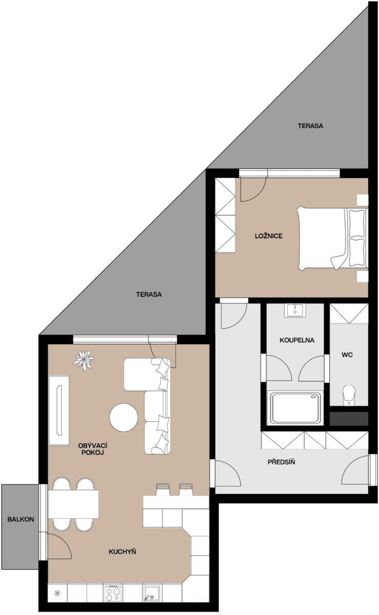 1 bedroom with open-plan kitchen flat for sale, 65 m², Mantovská, Prague, Prague 1 bedroom with open-plan kitchen flat for sale, 65 m², Mantovská, Prague, Prague