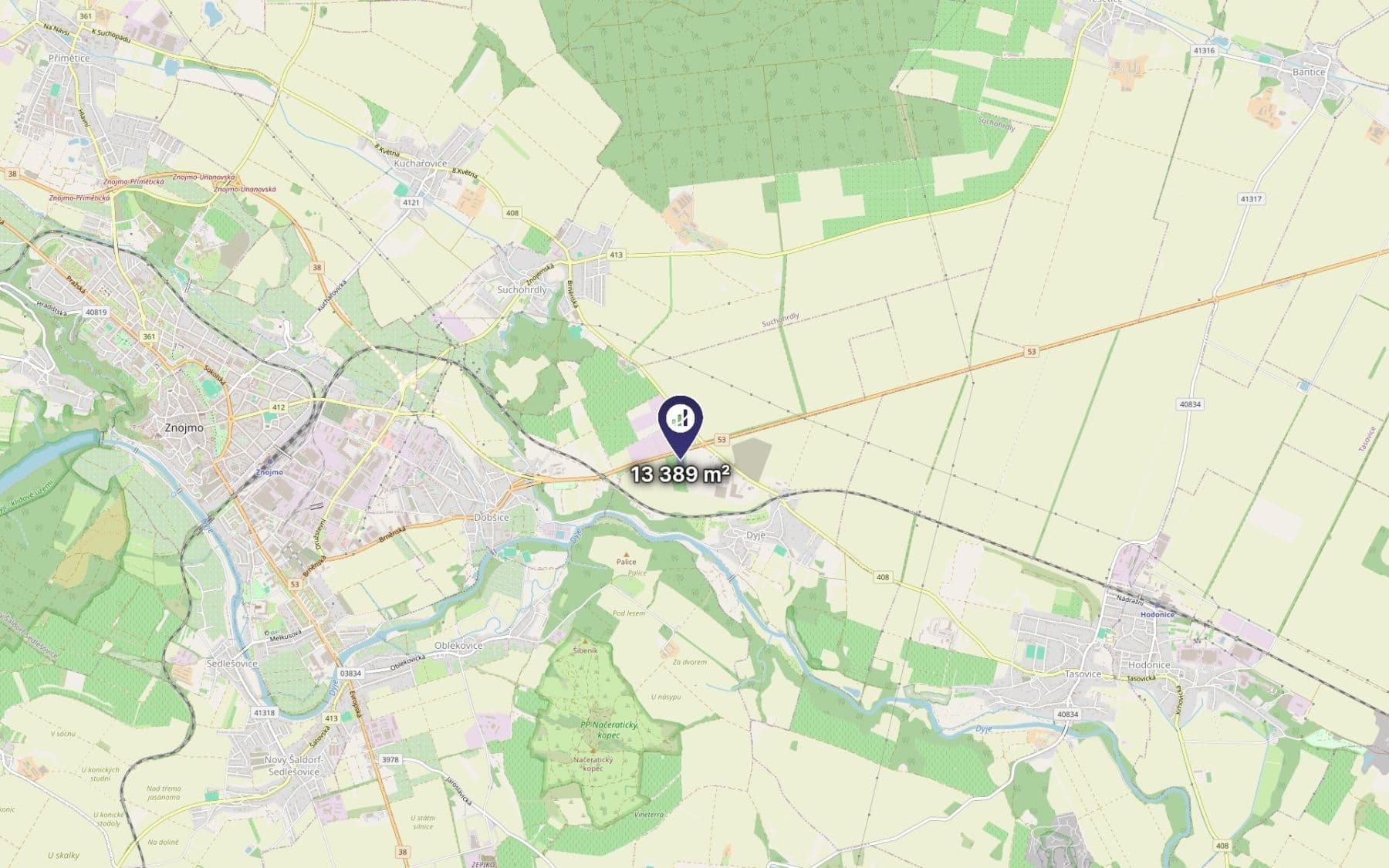 plot for sale, 13,389 m², Dyje, Jihomoravský Region plot for sale, 13,389 m², Dyje, Jihomoravský Region