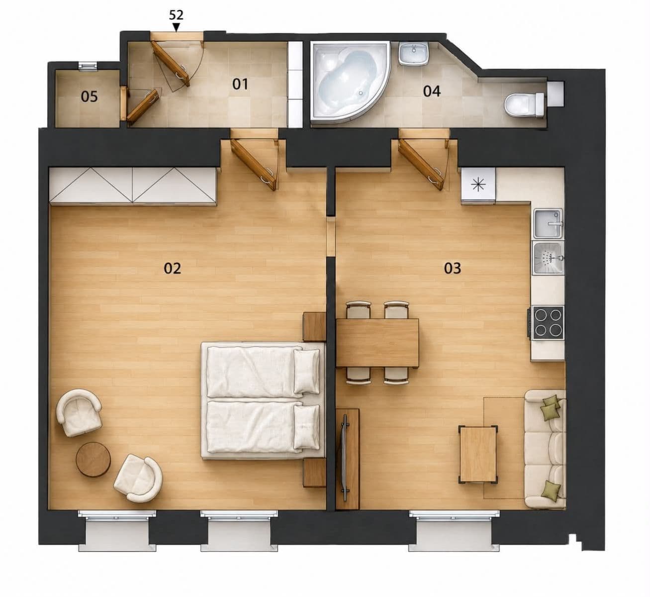 1 bedroom with open-plan kitchen flat for sale, 66 m², Rostislavova, Prague, Prague 1 bedroom with open-plan kitchen flat for sale, 66 m², Rostislavova, Prague, Prague