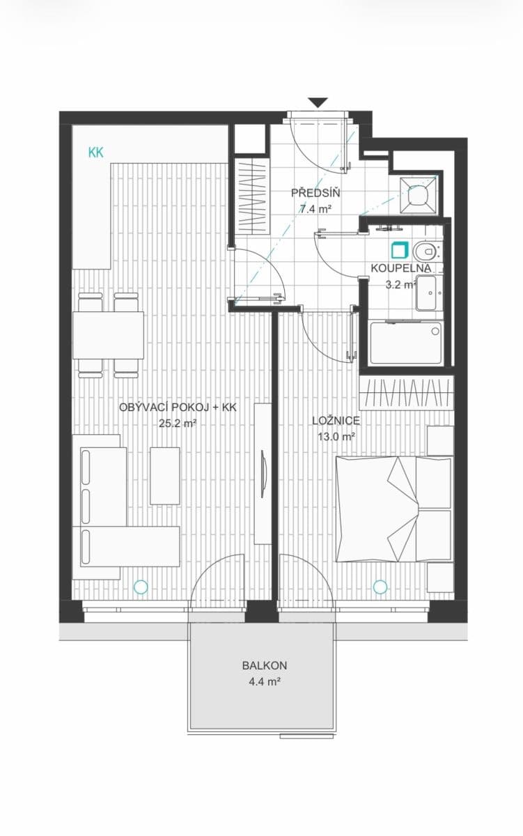 1 bedroom with open-plan kitchen flat to rent, 52 m², Komárkova, Prague, Prague 1 bedroom with open-plan kitchen flat to rent, 52 m², Komárkova, Prague, Prague