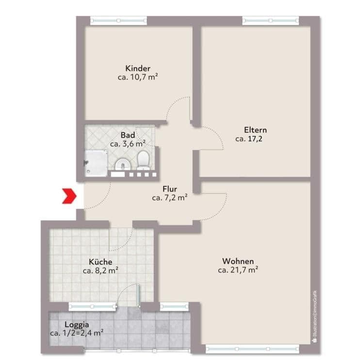 3 bedroom flat to rent, 71 m², Robinsbalje 28, Bremen, Bremen 3 bedroom flat to rent, 71 m², Robinsbalje 28, Bremen, Bremen