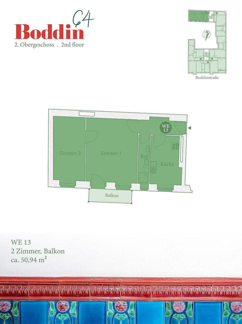2 bedroom flat for sale, 51 m², Boddinstraße 64, Berlin, Berlin 2 bedroom flat for sale, 51 m², Boddinstraße 64, Berlin, Berlin