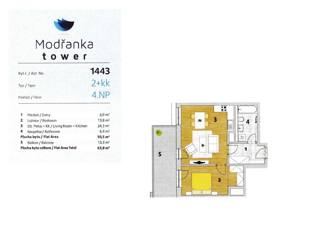 1 bedroom with open-plan kitchen flat to rent, 64 m², Zlochova, Prague, Prague 1 bedroom with open-plan kitchen flat to rent, 64 m², Zlochova, Prague, Prague