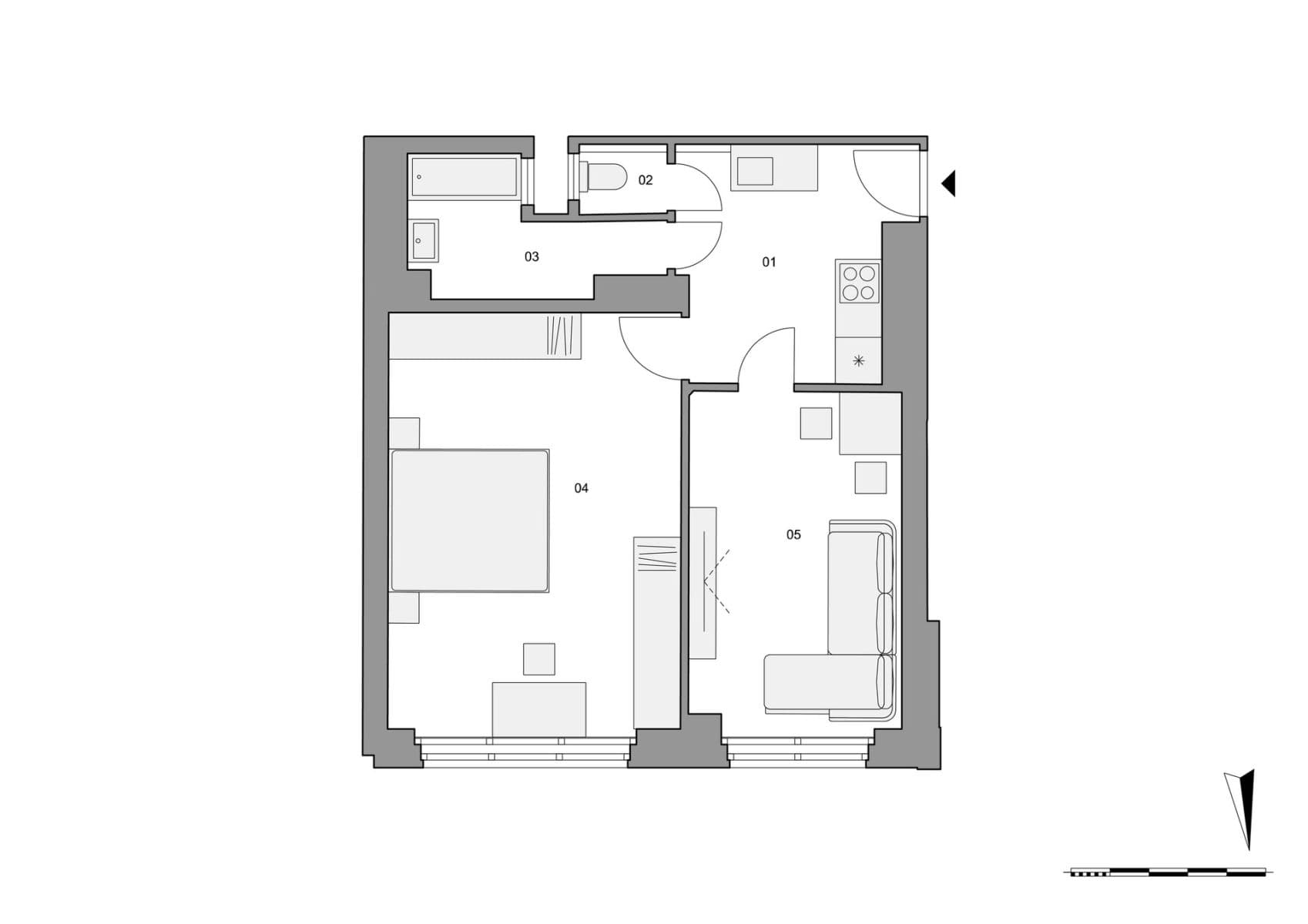 1 bedroom with open-plan kitchen flat for sale, 49 m², Vosmíkových, Prague, Prague 1 bedroom with open-plan kitchen flat for sale, 49 m², Vosmíkových, Prague, Prague