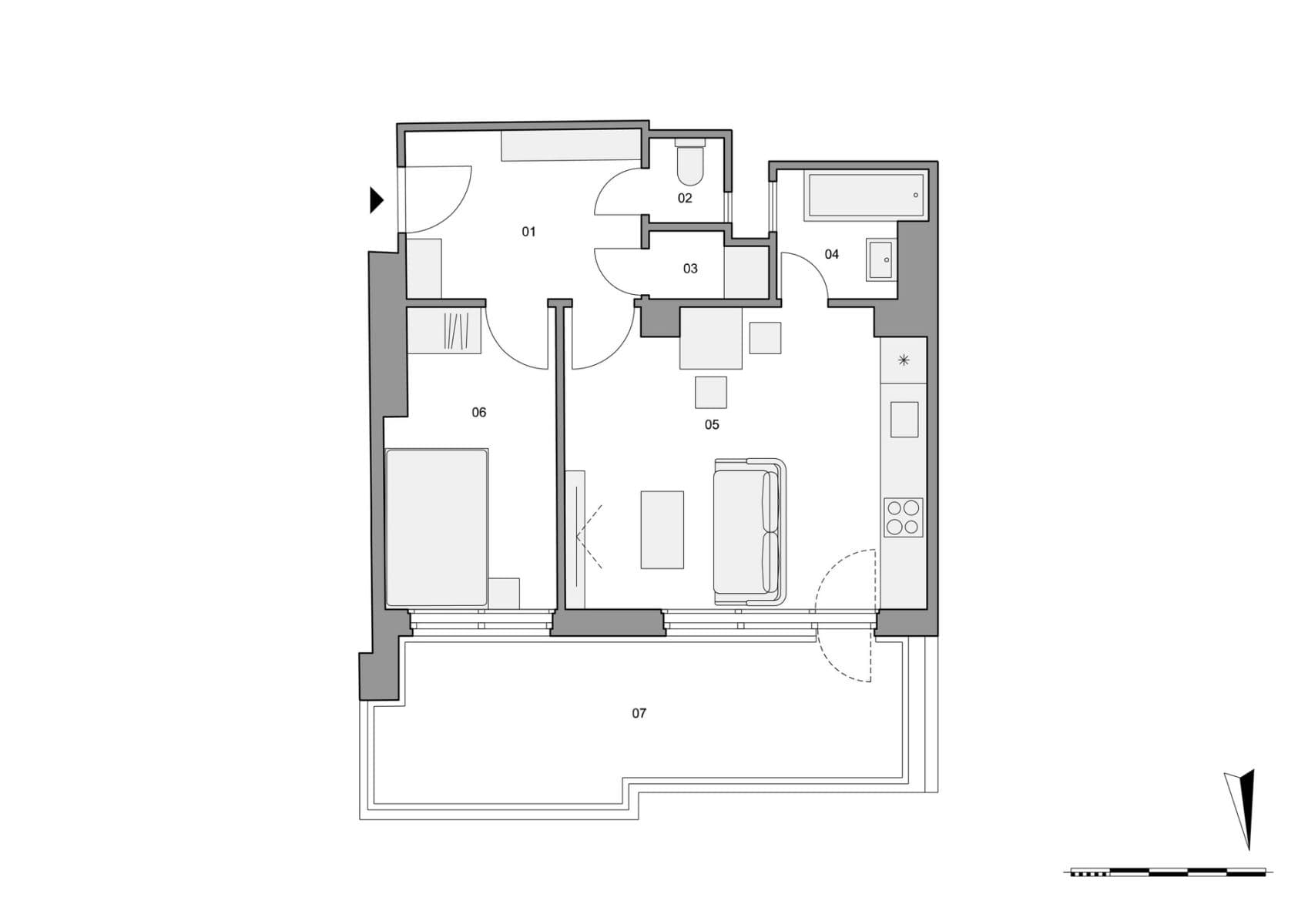 1 bedroom with open-plan kitchen flat for sale, 40 m², Vosmíkových, Prague, Prague 1 bedroom with open-plan kitchen flat for sale, 40 m², Vosmíkových, Prague, Prague