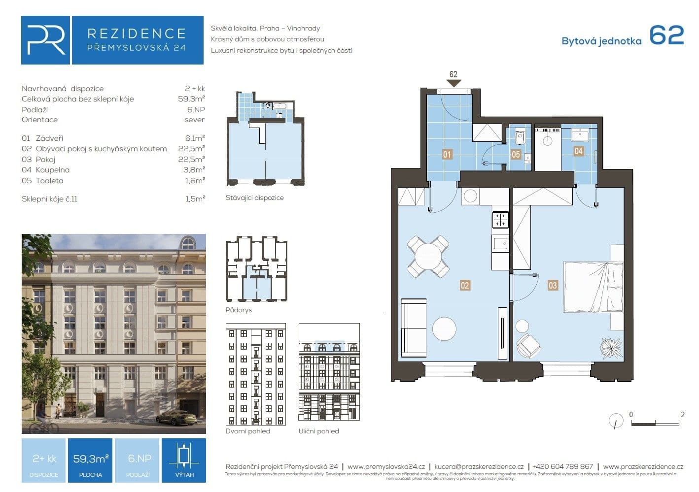 1 bedroom with open-plan kitchen flat for sale, 59 m², Přemyslovská, Prague, Prague 1 bedroom with open-plan kitchen flat for sale, 59 m², Přemyslovská, Prague, Prague