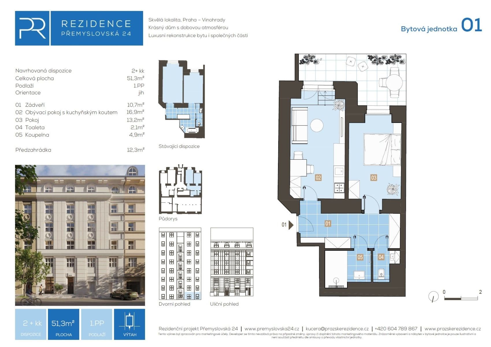 1 bedroom with open-plan kitchen flat for sale, 51 m², Přemyslovská, Prague, Prague 1 bedroom with open-plan kitchen flat for sale, 51 m², Přemyslovská, Prague, Prague