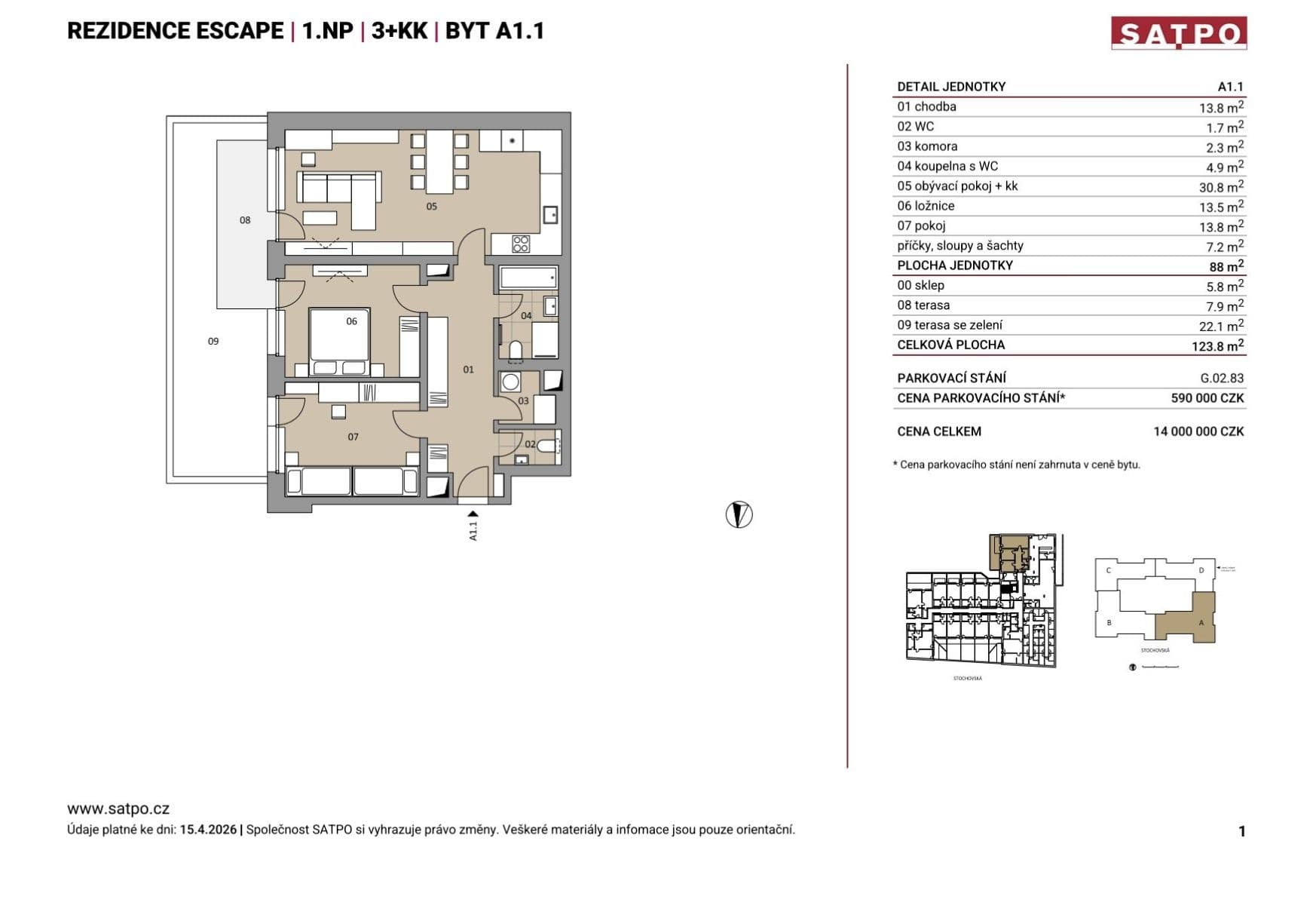 2 bedroom with open-plan kitchen flat for sale, 88 m², Stochovská, Prague, Prague 2 bedroom with open-plan kitchen flat for sale, 88 m², Stochovská, Prague, Prague