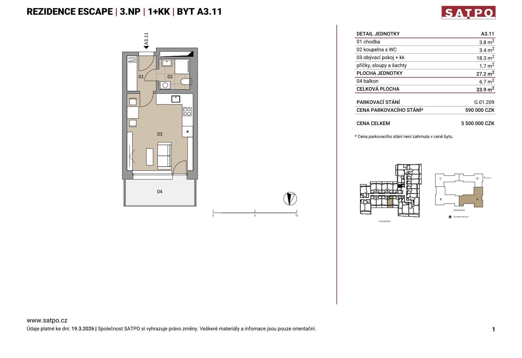 Studio flat for sale, 27 m², Stochovská, Prague, Prague Studio flat for sale, 27 m², Stochovská, Prague, Prague