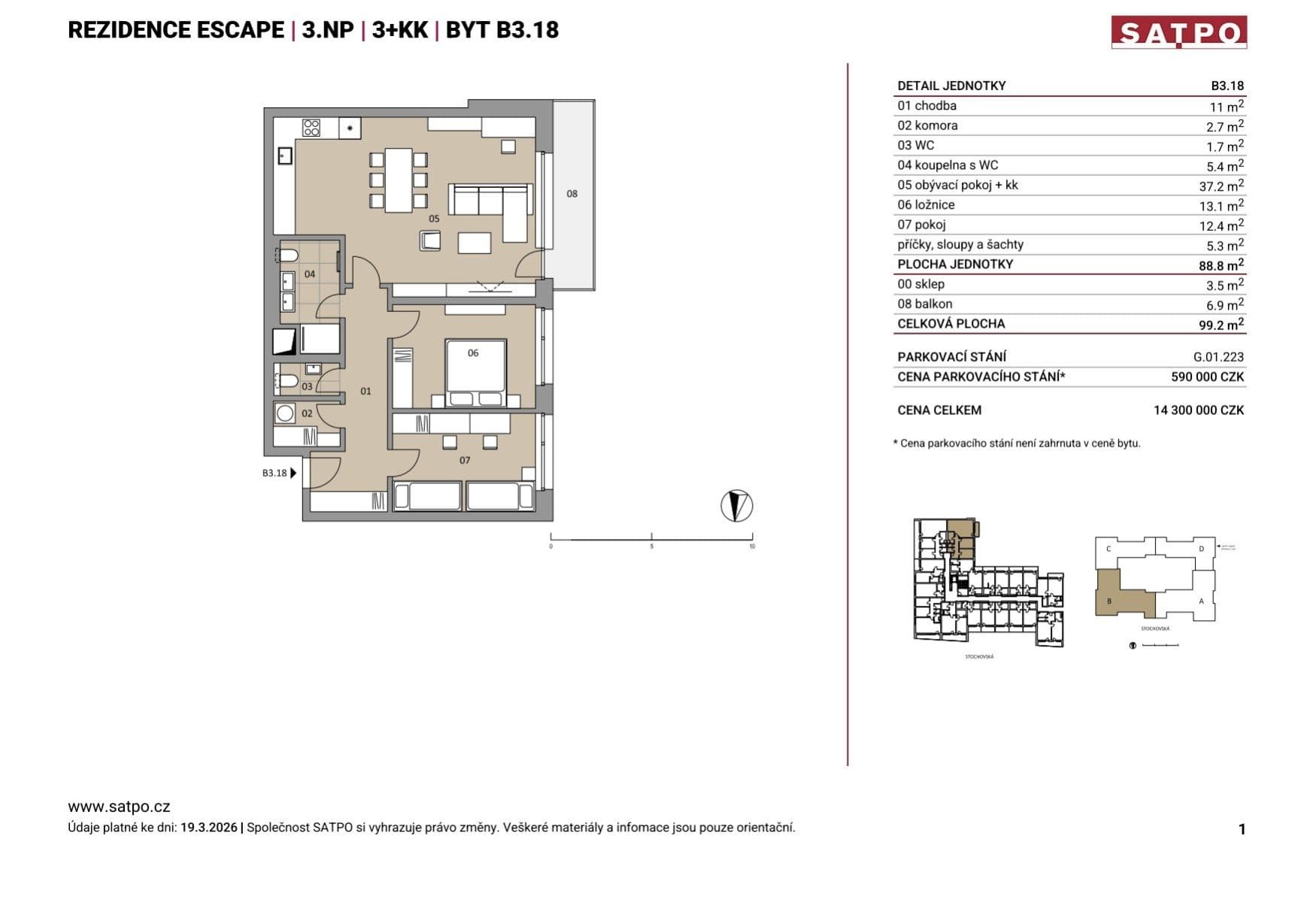 2 bedroom with open-plan kitchen flat for sale, 81 m², Stochovská, Prague, Prague 2 bedroom with open-plan kitchen flat for sale, 81 m², Stochovská, Prague, Prague