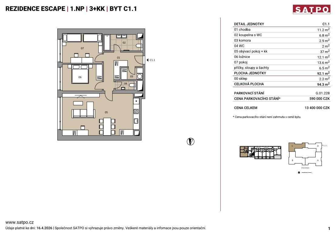 2 bedroom with open-plan kitchen flat for sale, 92 m², Stochovská, Prague, Prague 2 bedroom with open-plan kitchen flat for sale, 92 m², Stochovská, Prague, Prague