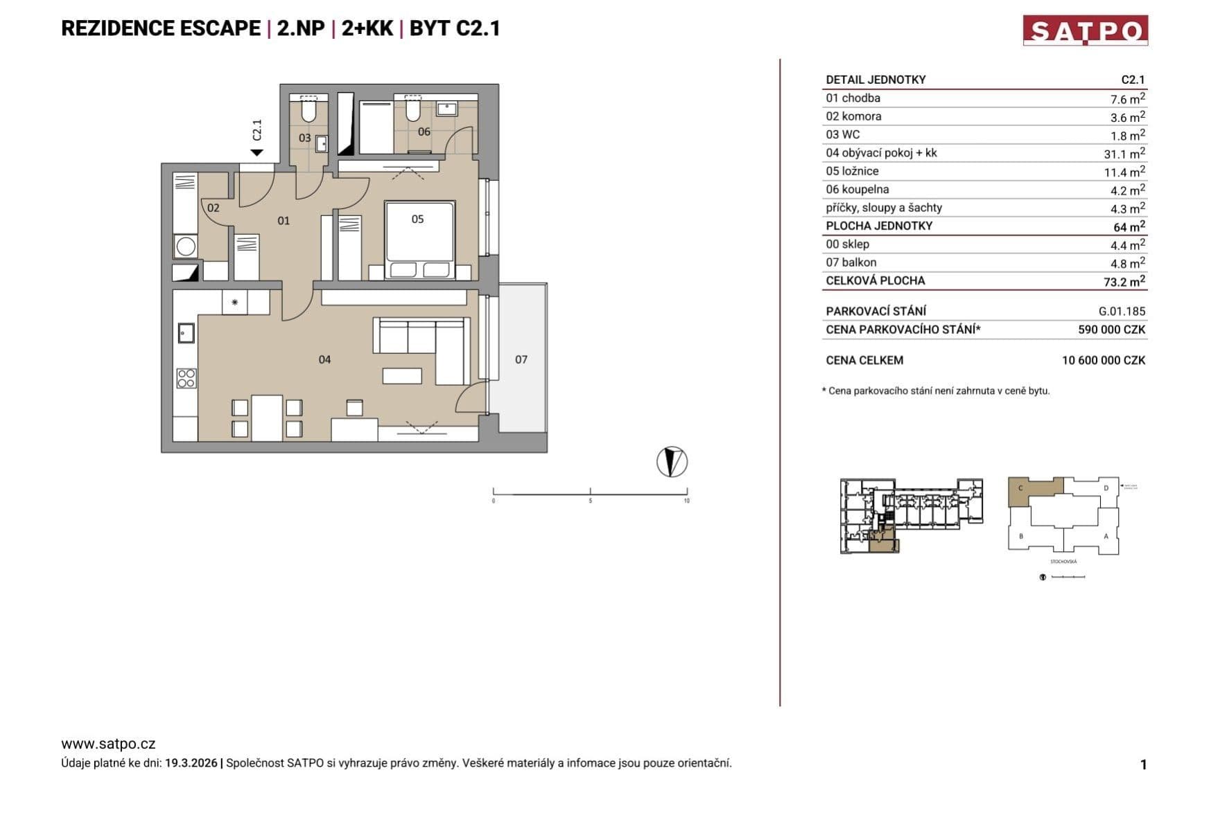 1 bedroom with open-plan kitchen flat for sale, 64 m², Stochovská, Prague, Prague 1 bedroom with open-plan kitchen flat for sale, 64 m², Stochovská, Prague, Prague