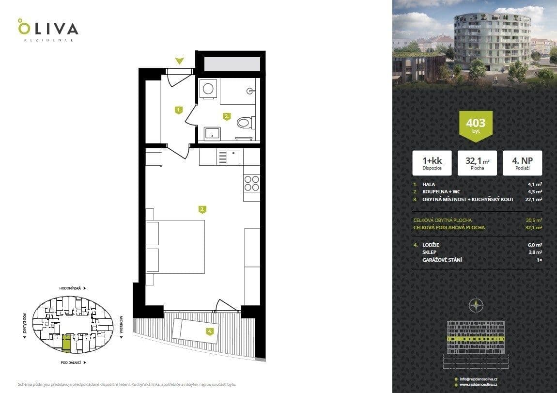 Studio flat to rent, 32 m², Hodonínská, Prague, Prague Studio flat to rent, 32 m², Hodonínská, Prague, Prague