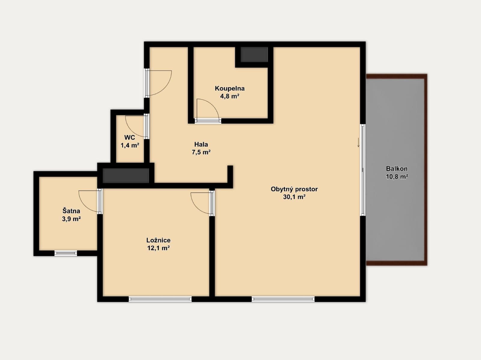 1 bedroom with open-plan kitchen flat for sale, 65 m², Jílkova, Brno, Jihomoravský Region 1 bedroom with open-plan kitchen flat for sale, 65 m², Jílkova, Brno, Jihomoravský Region