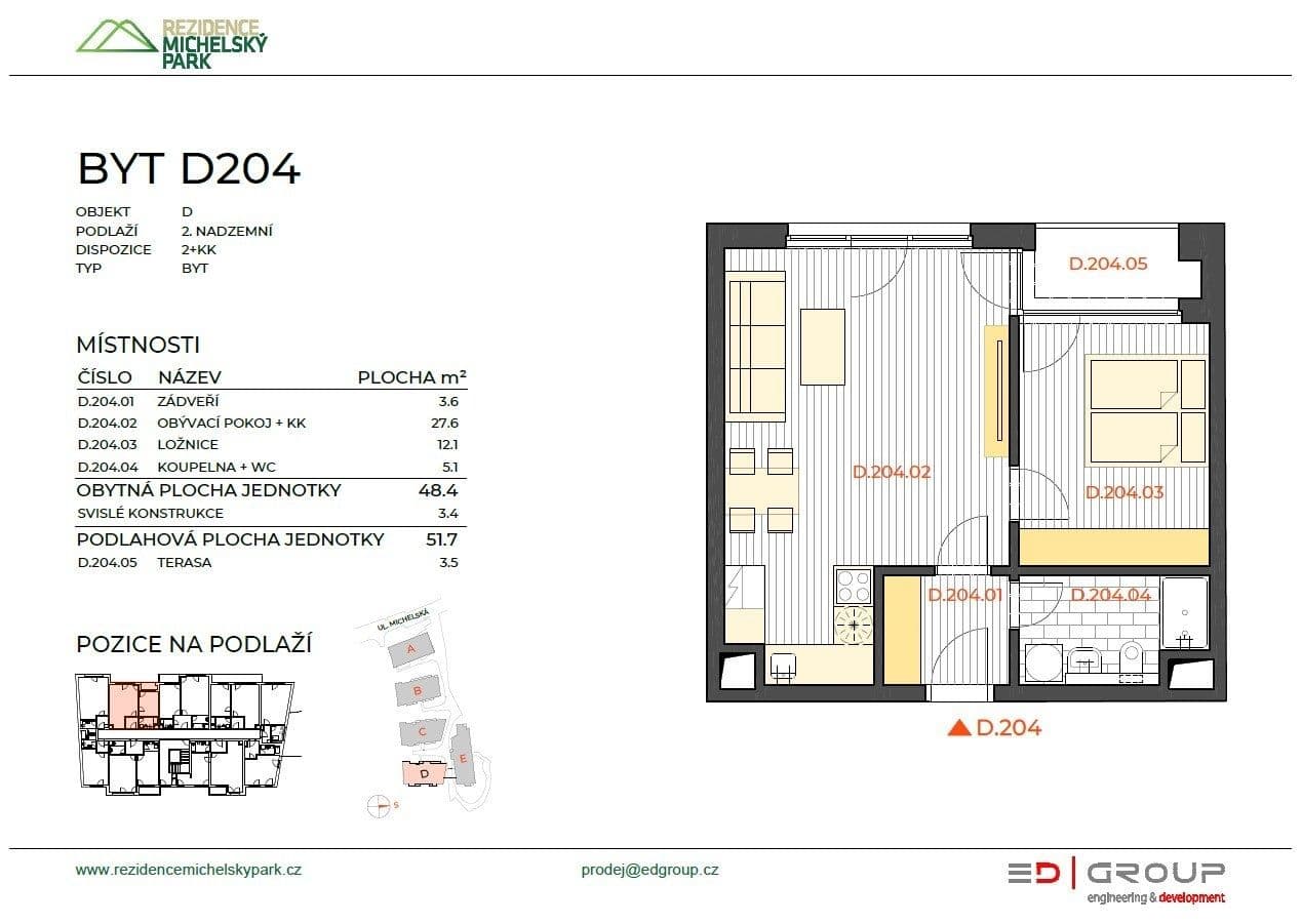 1 bedroom with open-plan kitchen flat to rent, 54 m², Michelská, Prague, Prague 1 bedroom with open-plan kitchen flat to rent, 54 m², Michelská, Prague, Prague